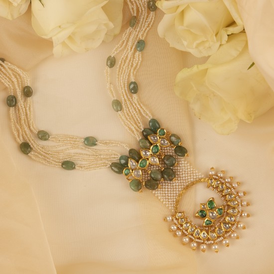 Nathani Guthani Pendant with Emerald Drops