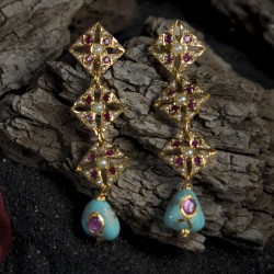 Multi-color Jadtar Long Earrings