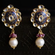 Blue Meenakari Earrings