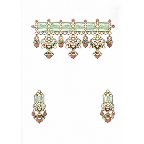 Emerald Choker-Jadtar and Kharbuja Hanging Set 