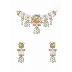 Pearl Necklace with Jadtar Pieces and Lotus -Jadtar Pendant Set