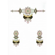 Pink Flower Jadtar Pendant Set