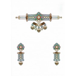 Multi-color Meena Pendant Choker Set