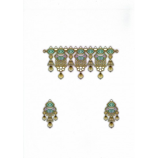 Green Jadtar Mughal Carving Set