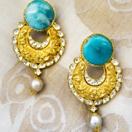 Chitrela Gold and Turquoise Earrings