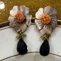 Coral and MOP Earrings