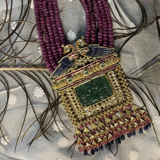 Blue Sapphire Jaiselmeri and Ruby Necklace Blue Sapphire Jaiselmeri and Ruby Necklace