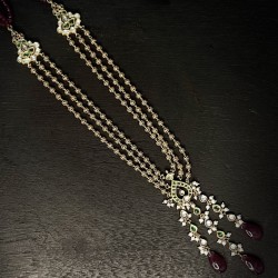 Jadtar Pendant Necklace with Ruby Drops