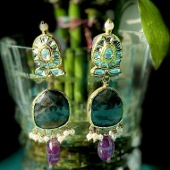 Multi-Sapphire Polki Earrings