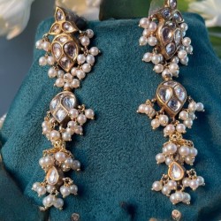 Moti Jadau Hanging Earrings