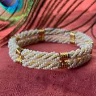 Gold and Pearls Twirled Bracelet