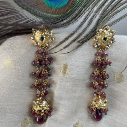 Gold and Ruby Drop Earrings