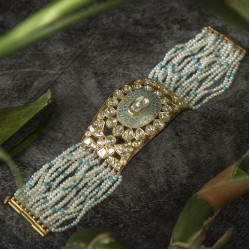 Blue Meena Polki Bracelet