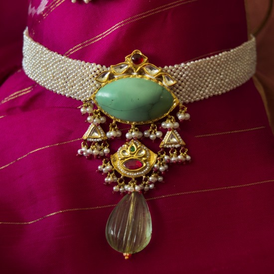 Turquoise and Moti Choker 