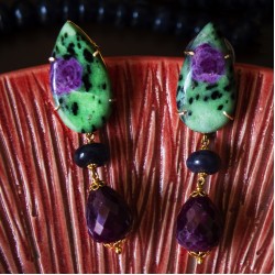 Zoisite Ruby Earrings