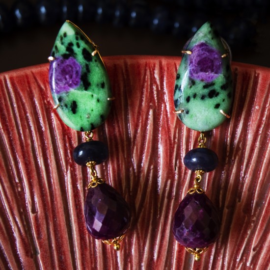 Zoisite Ruby Earrings